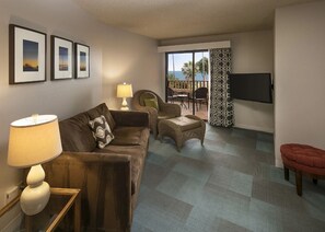 Separate living room with a sofa sleeper