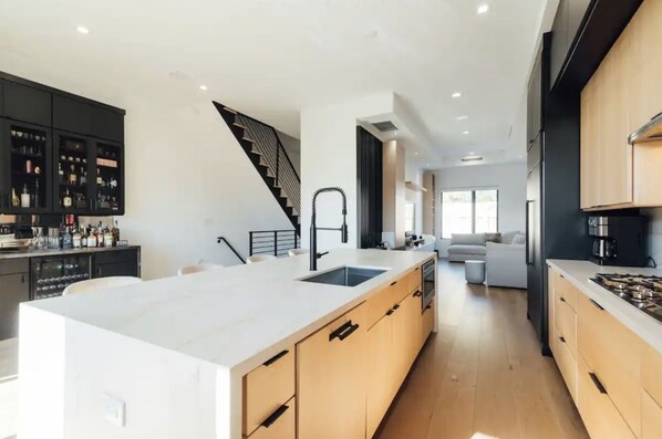 Open concept kitchen & bar