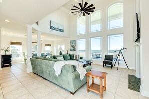 Bright and airy living area with large windows