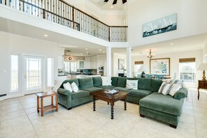 Large, comfortable sectional in the living area