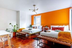 serene & stylish bedroom with warm lighting 🌿 sink into comfort & wake up feeling refreshed!
