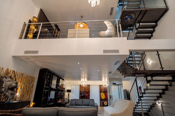 First and second floor - Large, luxurious main living room on first floor and second floor kitchen and dining. 
