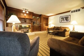 The living area includes a TV set with Cable services.