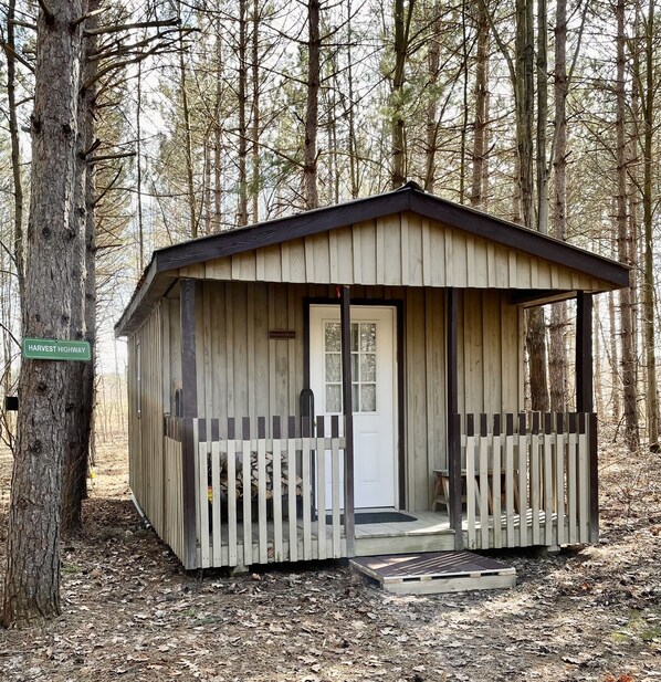 Private one bedroom cabin nestled in the woods.