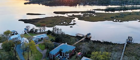 Evening Ariel of the property on Alaqua Bayou