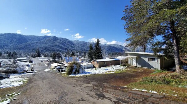 This photo faces southwest from above with your parking and front porch in view.