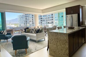 Living room and open kitchen
