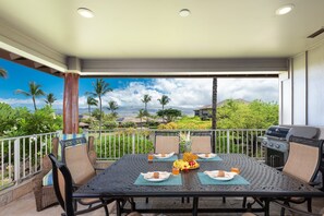 Seating for six at the outdoor dining table