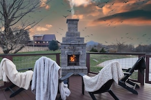 Private outdoor wood burning fireplace