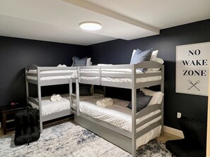 Bedroom #4- 2 bunk beds plus a trundle in basement