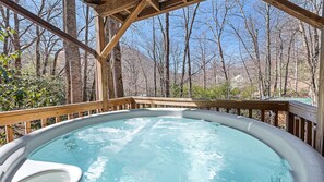 The private hot tub is a perfect place to soak away your stress