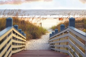 On the beach, white sand