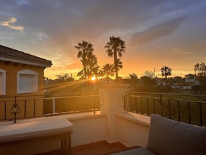 Balcony has the most beautiful sunset every night, perfect with a glass of wine