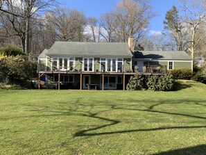 Expansive backyard and deck