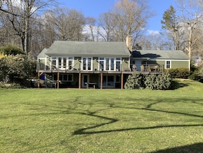 Expansive backyard and deck