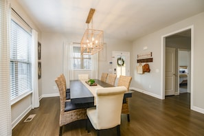 Dining room with large table that seats 8