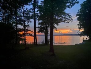 Sunset lake view.