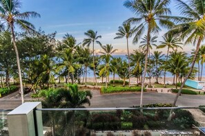 The balcony provides elevated views, where you can sip your morning coffee as the sun rises over the ocean.