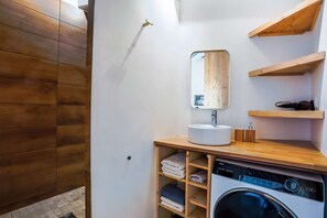 Bathroom with large shower