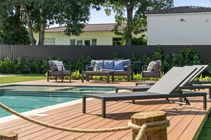 Indulge in the stunning views of our beautiful pool retreat. 