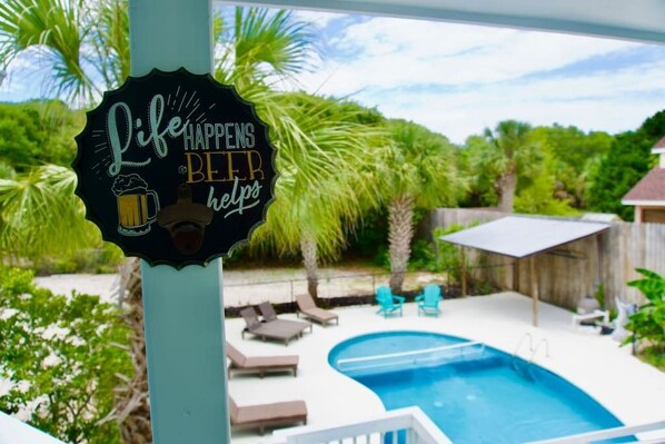 2nd level overlooking the luxurious pool area