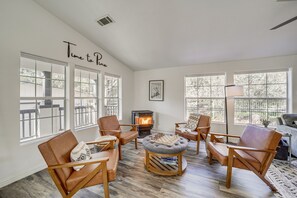 Living Room | Wood-Burning Stove | Central A/C + Heating