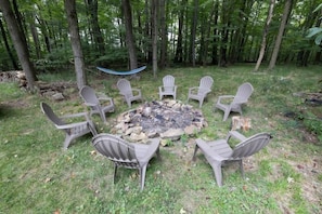 Private backyard with firepit