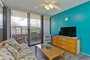 First unit living room with cable TV