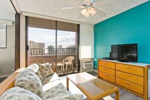 First unit living room with cable TV