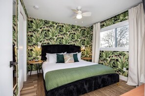 Bedroom #2 has a King bed and room-darkening shades for a restful stay. Plenty of space to keep your clothes in the closet or with your bag on the bench. Smart TV with all the apps available as well!