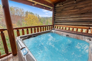 Relax in the bubbling hot tub after a fun day of adventure in the Smokies.