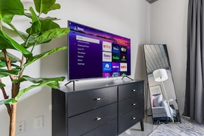 Indulge in streaming your favorite shows with the smart TV and sound system.