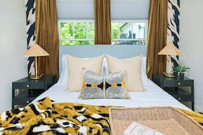 High-quality linens, sheets, and enough pillows to start a small pillow war.
100% organic, GOTS Certified cotton bed sheets in all rooms; soft, silky sateen weave.
