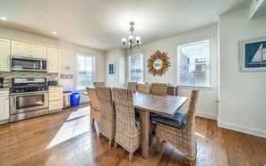 Spacious dining area with seating for 8