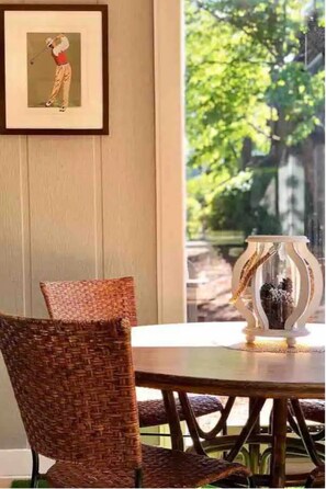 Enjoy watching golfers from the relaxing Carolina room.