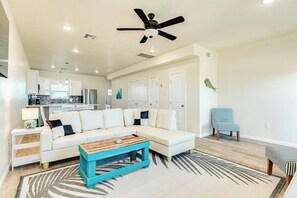 Open Living, Kitchen, and Dining Area