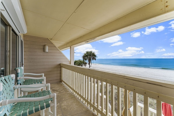 Private master bedroom balcony affords you endless gulf views.