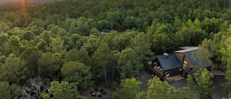 "Hillside Hideaway" is truly a cabin in the woods.