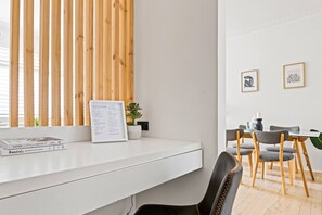 Those needing to work or study during their stay can make use of a dedicated workspace. 

