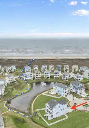 6 minute walk to the beach, and we provide a beach wagon, sand toys, and chairs.
