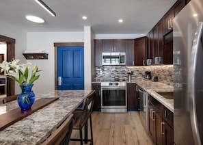 Indoors, Kitchen, Refrigerator, Microwave, Kitchen Island