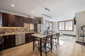 Indoors, Kitchen, Refrigerator, Kitchen Island, Lamp