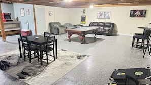 Large Game Room Made out of a 4 Car Garage
