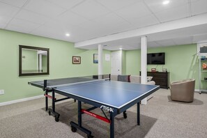 Challenge someone to a game of ping pong or choose a movie to watch in the lower level recreation space - 9 Alonzo Road Harwich Port Cape Cod - Don't Think Twice - NEVR