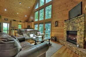Cozy up in front of the gas-burning fireplace with that someone special