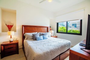 King size bed in the master bedroom