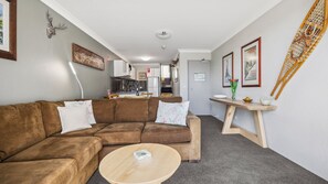 Living, dining, kitchen