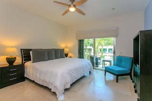 The master bedroom has direct access to the private terrace