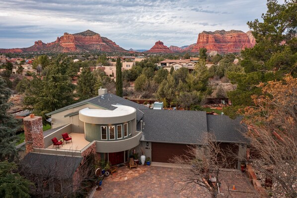 Aerial View of Red Rock - 77 Wild Horse Mesa Drive - Vivid Vacat - Aerial View - Looking onto Courthouse and Bell Rock