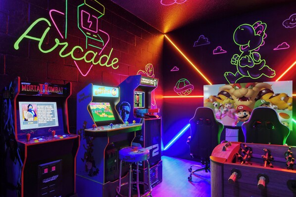 Nintendo themed private arcade room
